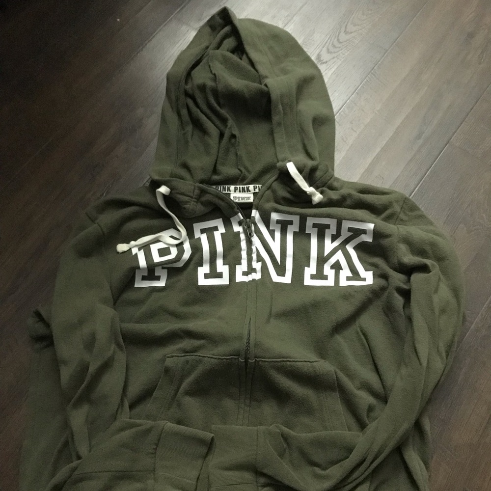 Green- Pink Victoria Secret zip up jacket